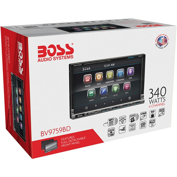 BOSS AUTOESTEREO CON PATALLA TOUCH DESMONTABLE / 340 WATTS /BLUETOOTH / MP3/CD/DVD/USB/SD / AUXILIAR